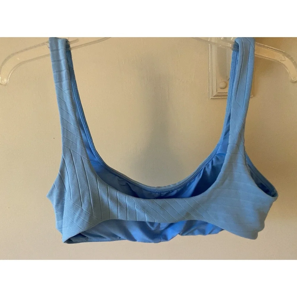 Aerie Light Blue Scoop Ribbed‎ Bikini Top M Swimsuit